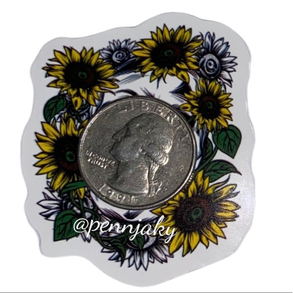 🍂Skull sunflower lovers sticker for water bottles laptops cards crafts laptop … - Picture 2 of 2